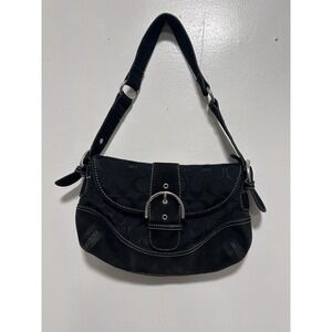 Coach Vintage 10296 Signature C Canvas Shoulder Bag Black
